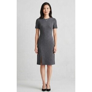 Theory Winstine Refiner Grey Short Sleeve Sheath Dress Size 8 E0726617